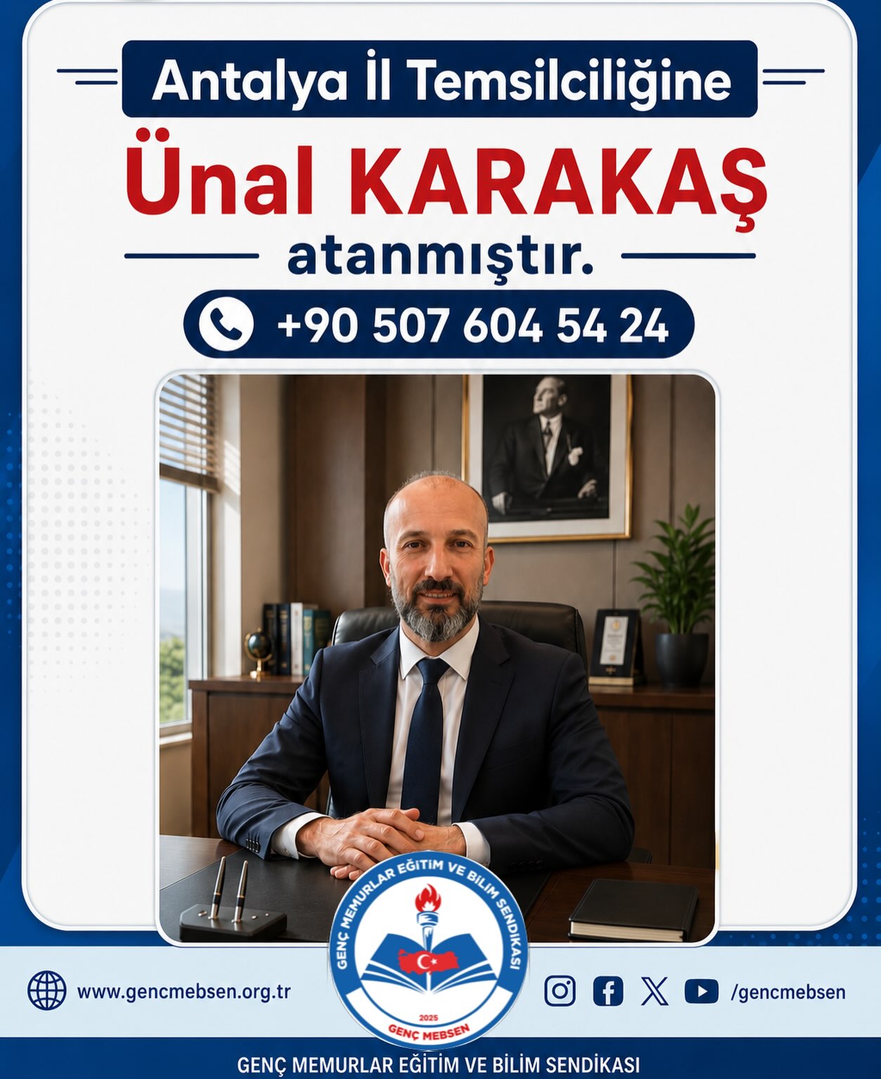 Genç MEBSEN Antalya İl Temsilciliğine Ünal KARAKAŞ Atanmıştır